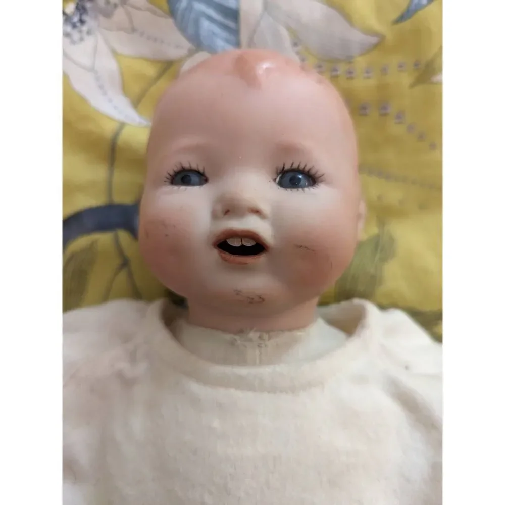 German porcelain doll antique cloth body euc